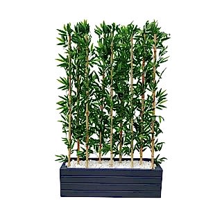 Bambu Yapay Çiçek I Bambu Saksısı I Antrasit Ahşap Saksı