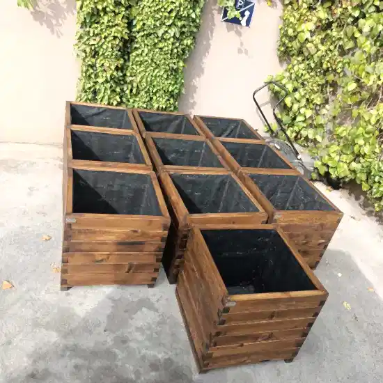 Emprenyeli Kahverengi Dış Mekan Büyük Ahşap Saksı I UygunAhşap