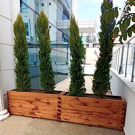 Emprenyeli Kahverengi Dış Mekan Büyük Ahşap Saksı I UygunAhşap